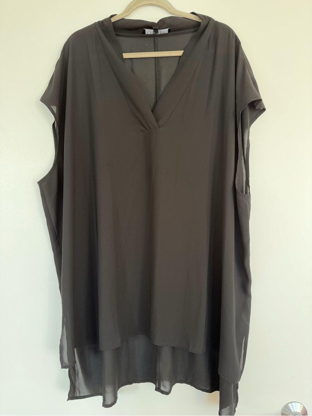 Eloquii Black Silky Semi-Sheer Tunic Top Size 26